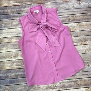 Riley & Rae Camryn Tie-Neck Sleeveless Blouse S Azalea Pink S